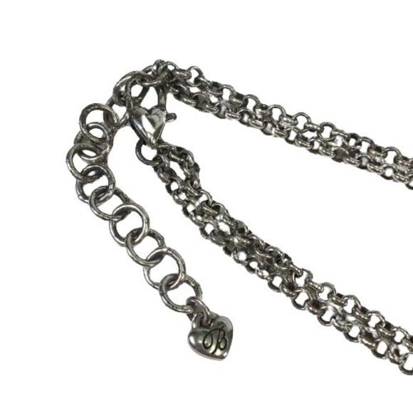 BRIGHTON Large Filagree Pendant Medallion w/ Crystals Double Chain Necklace Vtg - Picture 13 of 13